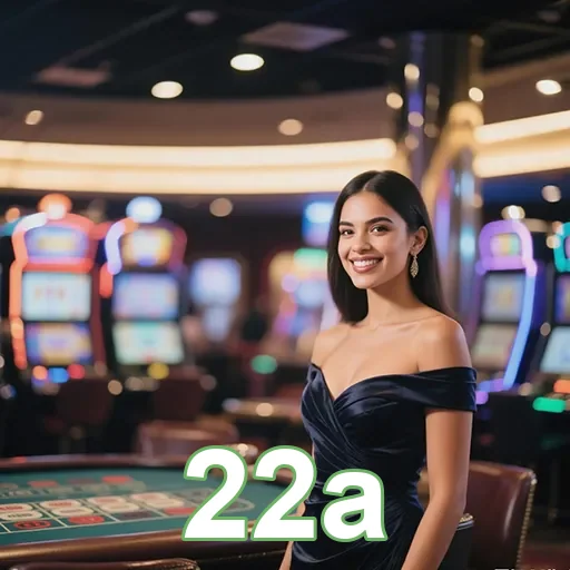 Imagem de cassino com o logo 22a, site de jogos de azar e entretenimento brasileiro.